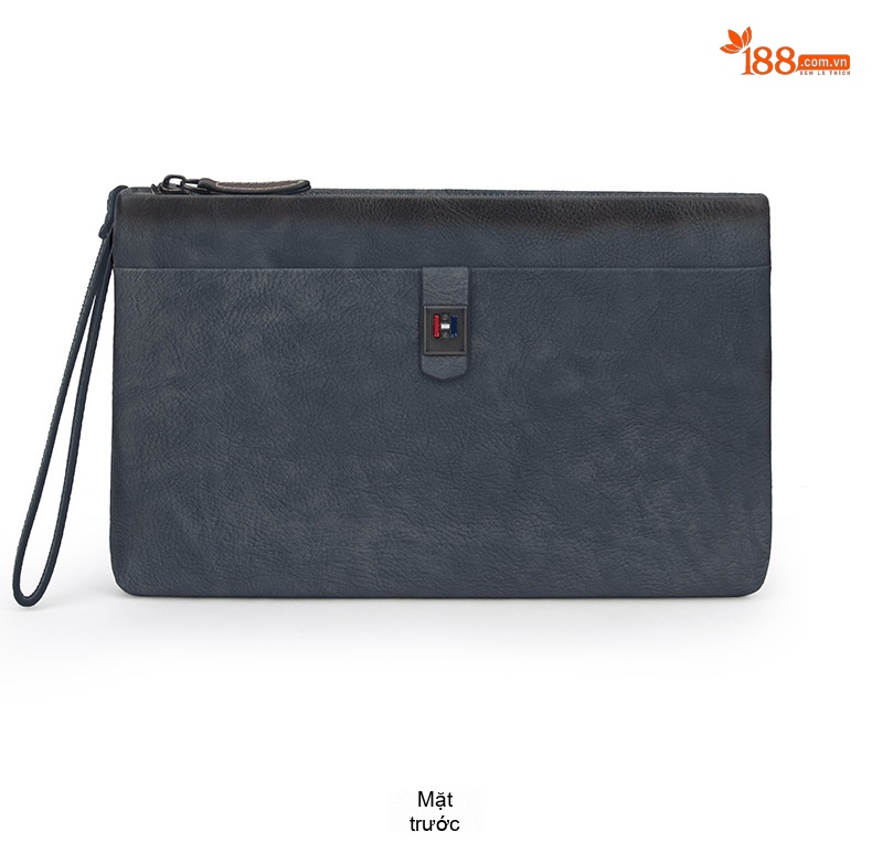 Túi Clutch Nam Da Bò Cầm Tay Khóa Zip Phong Cách Retro Công Sở Màu Nâu, Xanh Navy chi tiết 18