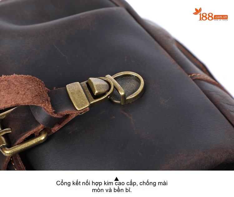 Túi Đeo Chéo/Bụng/Ngực Nam Da Bò Thật Phong Cách Retro chi tiết 9