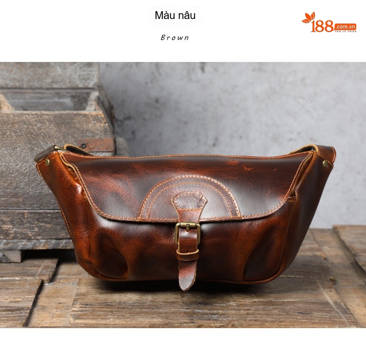 Túi Đeo Chéo/Bụng/Ngực Nam Da Bò Thật Phong Cách Retro chi tiết 14