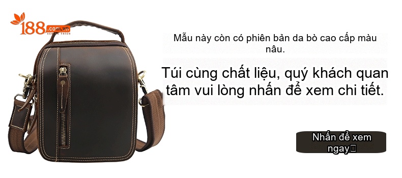 Túi Đeo Chéo/Đeo Vai Nam Da Bò Kiểu Âu Mỹ Retro Nhiều Ngăn Màu Nâu chi tiết 3