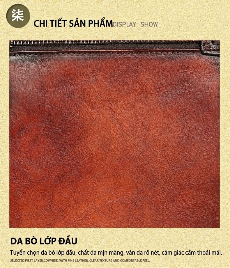 Túi Đeo Chéo/Đeo Vai Nam Da Bò Thật Dáng Công Sở Cổ Điển Màu Nâu, Đen chi tiết 20
