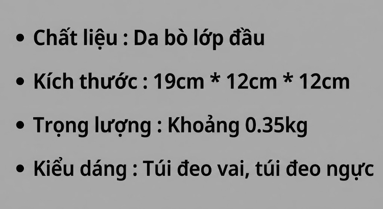 Túi Đeo Chéo/Đeo Vai Nam Da Bò Thủ Công Dáng Trống Nhỏ Phong Cách Thời Trang Màu Đen chi tiết 3