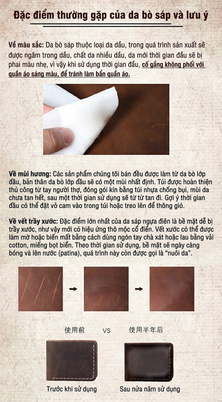 Túi Đeo Chéo/Đeo Vai Nam Da Bò Thủ Công Phong Cách Thanh Niên Màu Nâu chi tiết 52