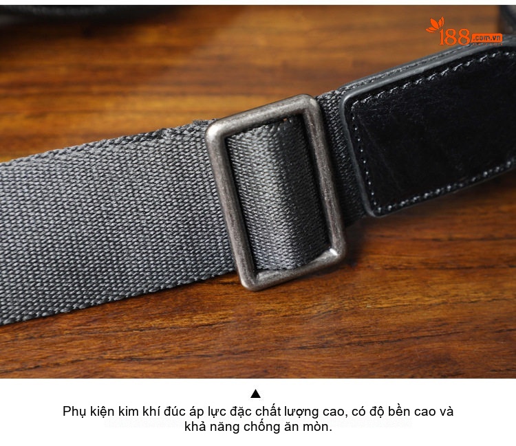 Túi Đeo Chéo/Đeo Vai Nam Da Bò Vân Tay Thủ Công Phong Cách Retro Màu Đen chi tiết 12