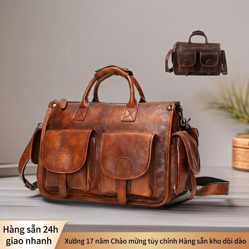 Túi Đeo Chéo/Đeo Vai Nam Da Thật Phong Cách Công Sở Màu Nâu, Đen chi tiết 22