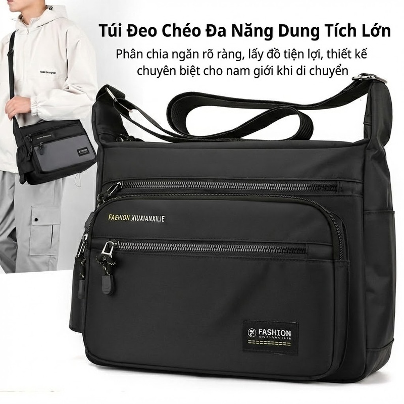 Túi Đeo Chéo/Đeo Vai Nam Da Thật Phong Cách Công Sở Màu Nâu, Đen chi tiết 23