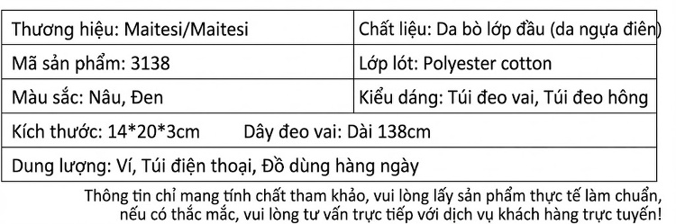 Túi Đeo Chéo/Đeo Vai Nam Da Thật Túi Đựng Điện Thoại Da Bò Màu Nâu, Đen chi tiết 11