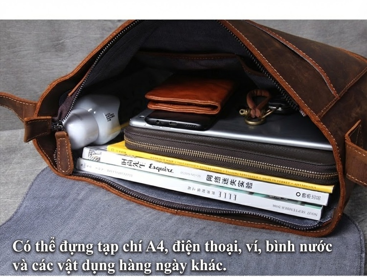 Túi Đeo Chéo/Đeo Vai Nam Nữ Da Bò Thật Phong Cách Retro chi tiết 14