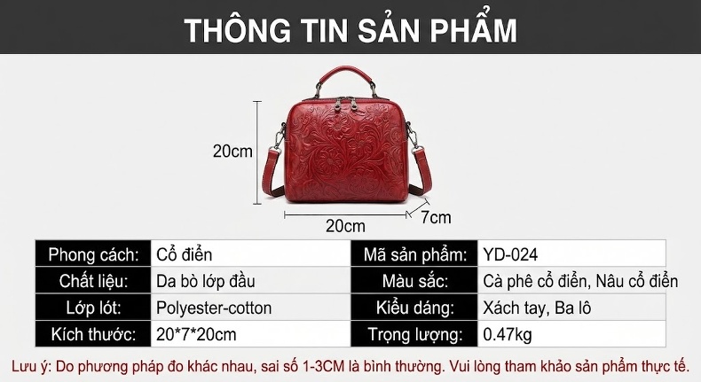 Túi Đeo Chéo/Đeo Vai Nữ Da Bò Dáng Tròn Nhỏ Cổ Điển chi tiết 3