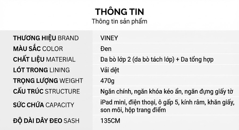 Túi Đeo Chéo/Đeo Vai Nữ Da Thật Dáng Hộp Chữ Nhật Quai Xích Phong Cách Cao Cấp Màu Đen chi tiết 1