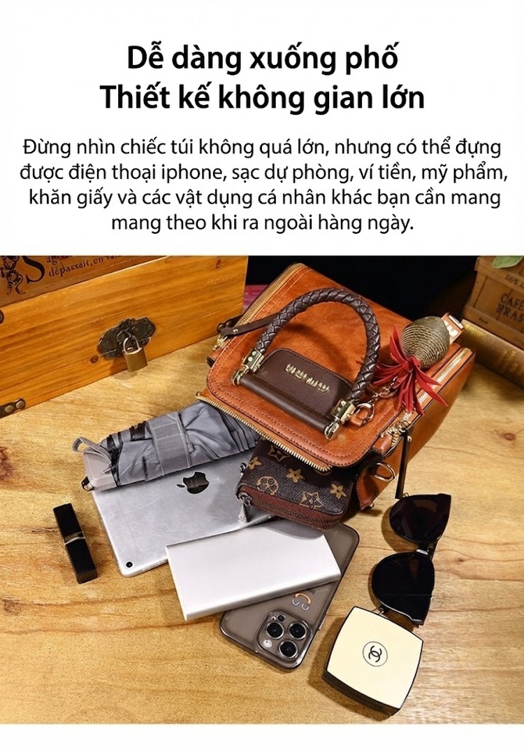 Túi Đeo Chéo/Đeo Vai Nữ Dáng Thùng Quai Xách Bện Phong Cách Thời Trang Màu Nâu, Hồng chi tiết 6