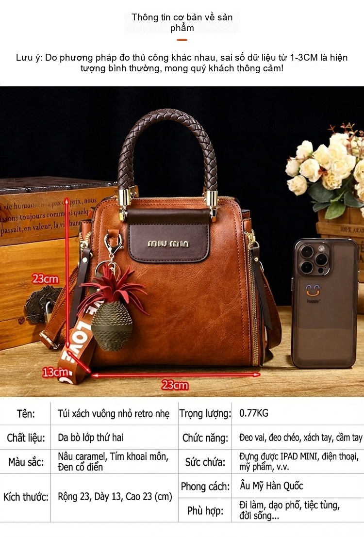 Túi Đeo Chéo/Đeo Vai Nữ Dáng Thùng Quai Xách Bện Phong Cách Thời Trang Màu Nâu, Hồng chi tiết 29