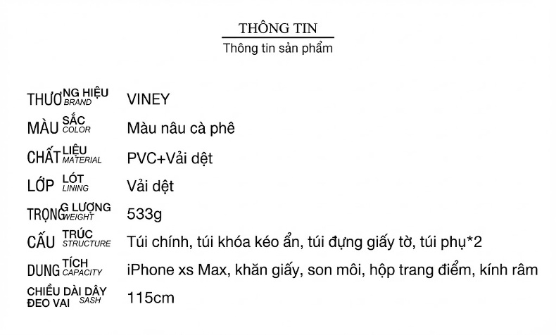 Túi Đeo Chéo/Đeo Vai Nữ Hình Hộp Chữ Nhật Họa Tiết Chữ D và V Màu Nâu chi tiết 1