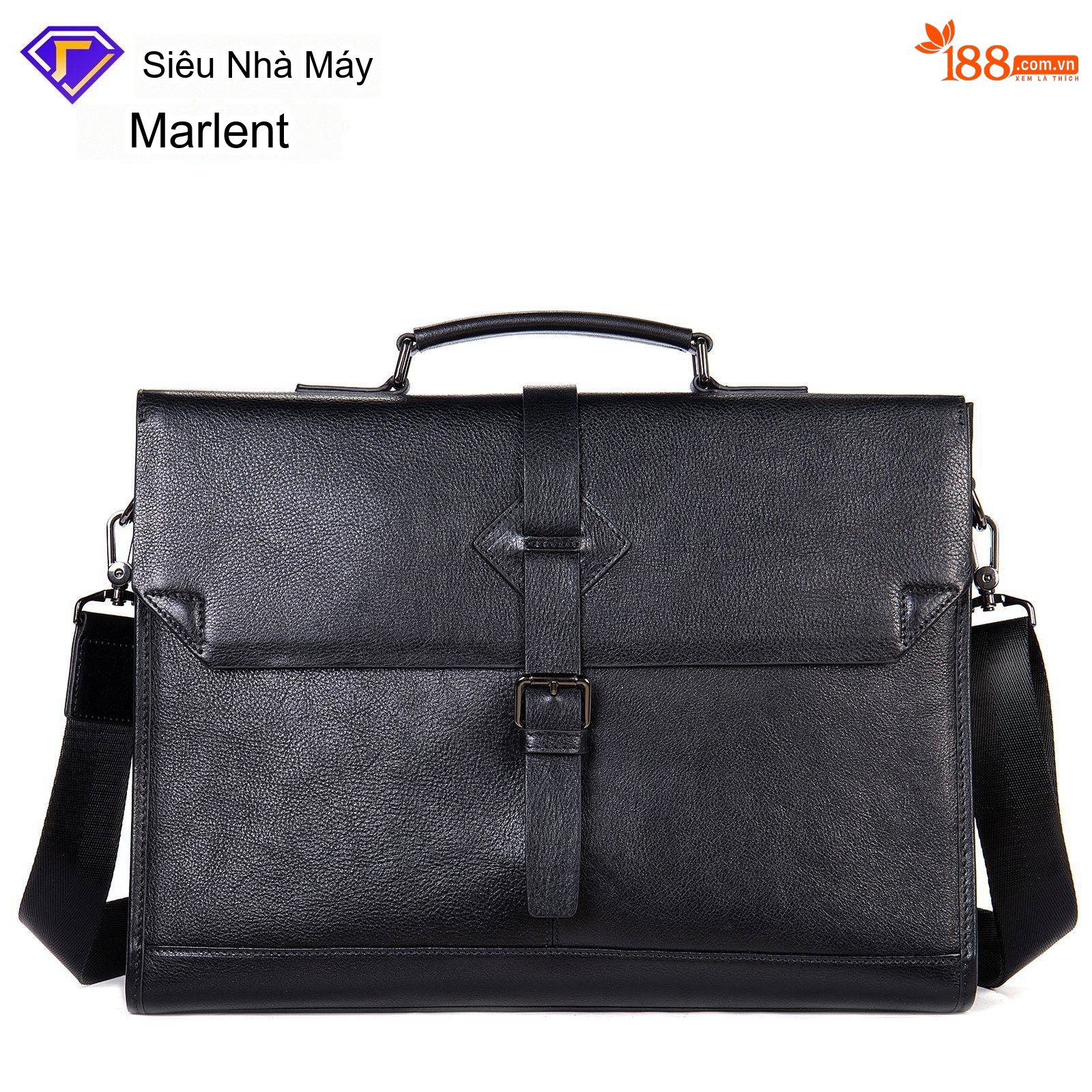Túi Đeo Chéo/Đeo Vai/Xách Tay Nam Da Thật Công Sở Đựng Laptop Màu Đen