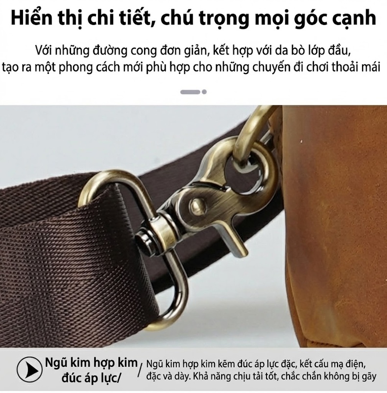 Túi Đeo Chéo Ipad 9.7 Inch Nam Nữ Da Bò Thời Trang Màu Nâu, Đen chi tiết 7