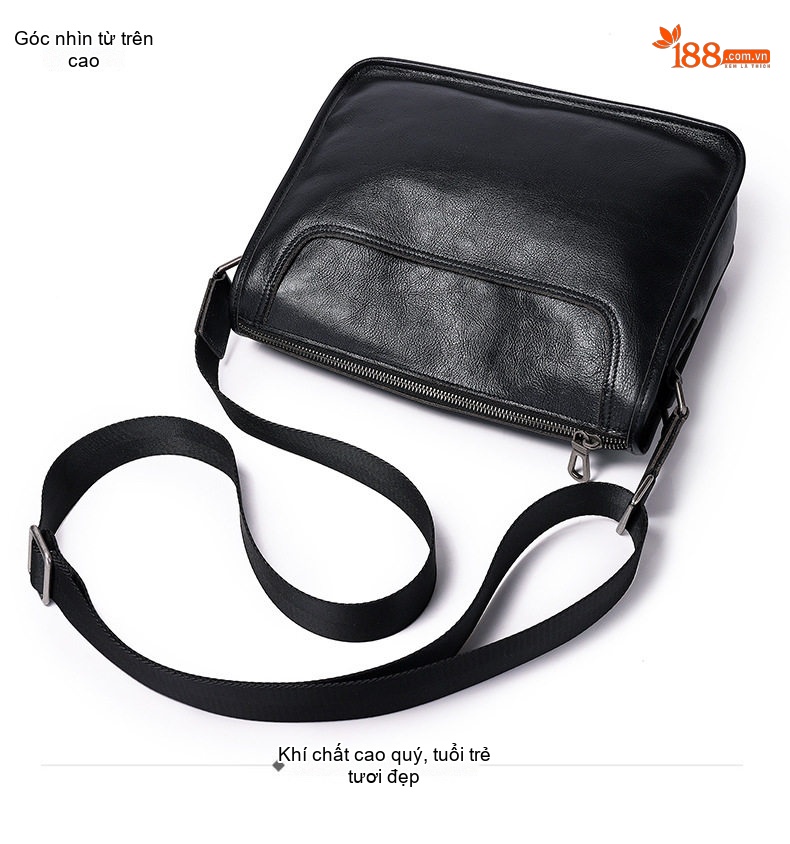 Túi Đeo Chéo Laptop Nam Da Bò Lớp Đầu Dung Tích Lớn Đeo Vai Công Sở Màu Đen, Nâu chi tiết 23