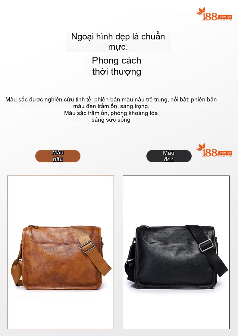 Túi Đeo Chéo Laptop Nam Da Bò Lớp Đầu Dung Tích Lớn Đeo Vai Công Sở Màu Đen, Nâu chi tiết 15