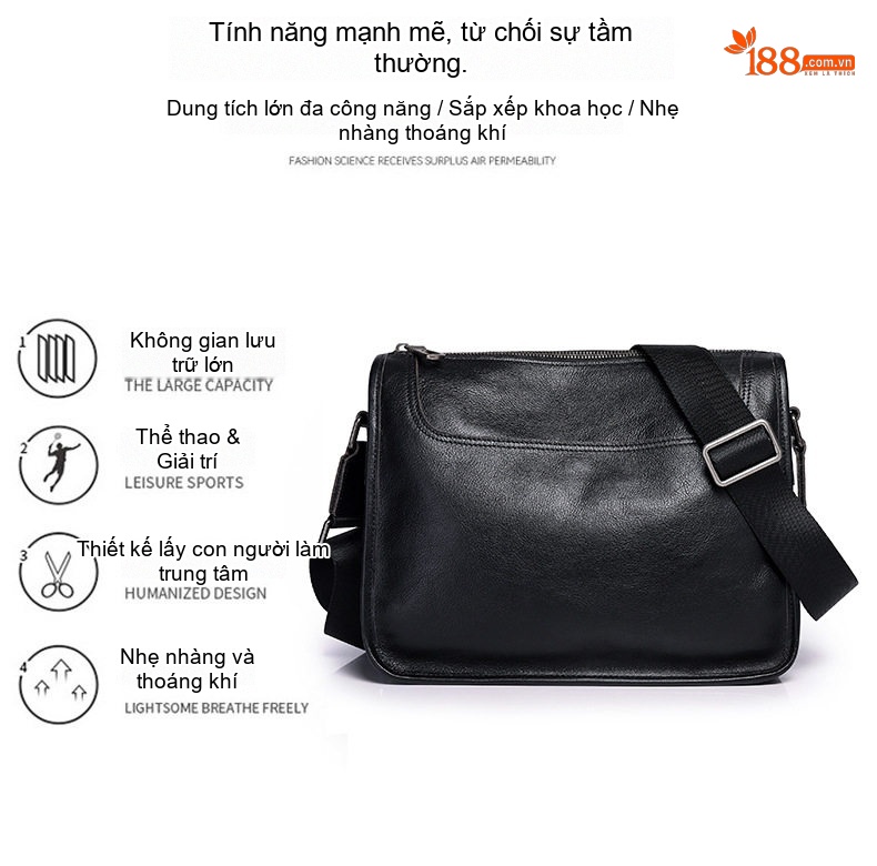 Túi Đeo Chéo Laptop Nam Da Bò Lớp Đầu Dung Tích Lớn Đeo Vai Công Sở Màu Đen, Nâu chi tiết 18