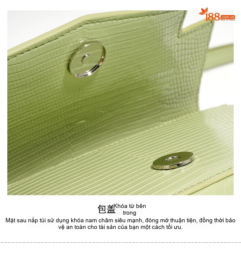 Túi Đeo Chéo Mini Da Bò Vân Thằn Lằn Đeo Vai Đựng Điện Thoại Màu Nâu, Xanh Lá, Xanh Dương chi tiết 9