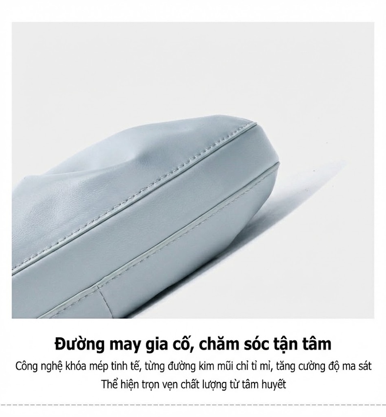 Túi Đeo Chéo Mini Da Cừu Túi Xách Tay Rút Dây Thiết Kế Nhún Bèo Cao Cấp Màu Trắng, Xanh, Đen chi tiết 12