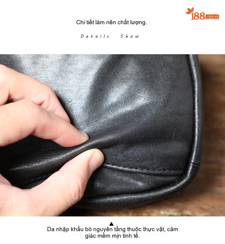 Túi đeo chéo mini da bò thật đựng điện thoại kiểu dáng thể thao chi tiết 12