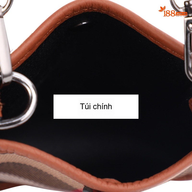 Túi Đeo Chéo Mini Vải Canvas Phối Da Bò Phong Cách Thời Trang Màu Nâu, Đỏ