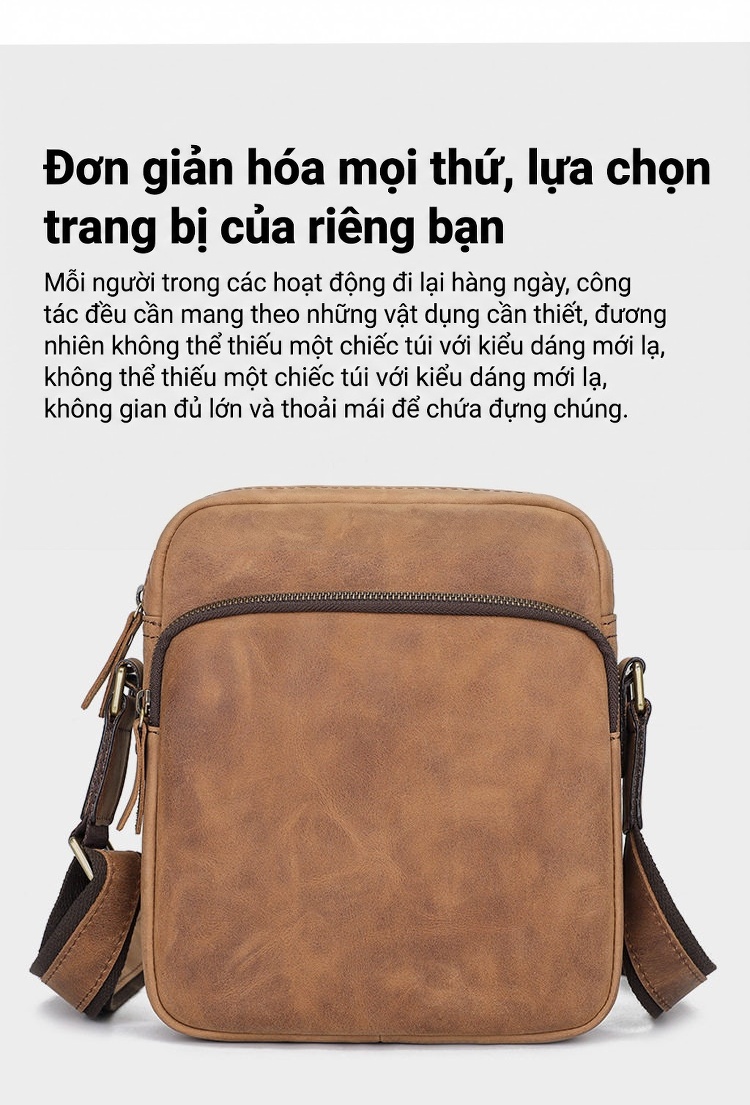 Túi Đeo Chéo Nam Da Bò Cao Cấp, Túi Đựng Ipad, Túi Messenger Da Thật, Túi Du Lịch Màu Đen chi tiết 15