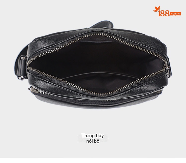 Túi Đeo Chéo Nam Da Bò Cao Cấp, Túi Đựng Ipad, Túi Messenger Da Thật, Túi Du Lịch Màu Đen chi tiết 10
