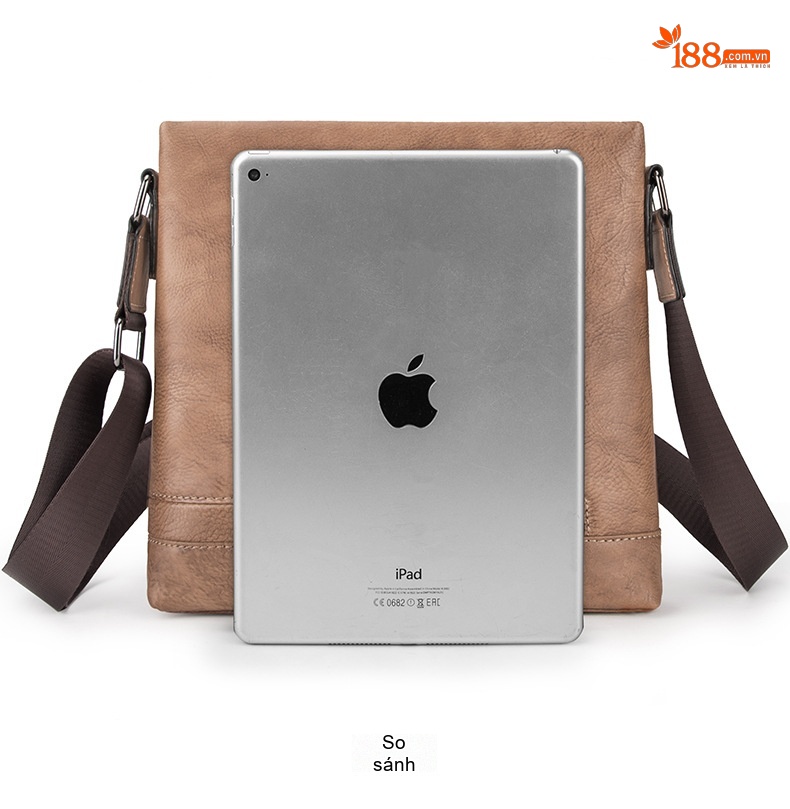 Túi Đeo Chéo Nam Da Bò Dáng Đứng Phong Cách Retro Màu Nâu, Xám chi tiết 12