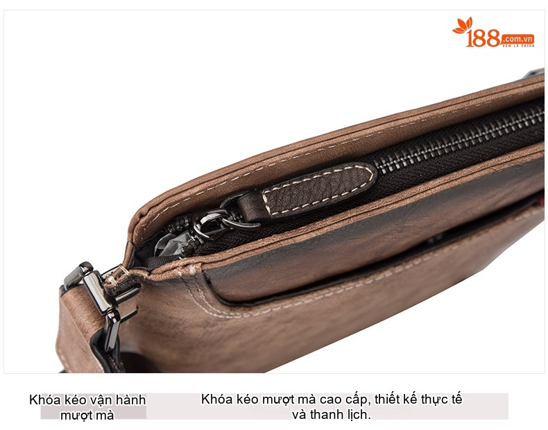 Túi Đeo Chéo Nam Da Bò Dáng Đứng Phong Cách Retro Màu Nâu, Xanh Đen chi tiết 20