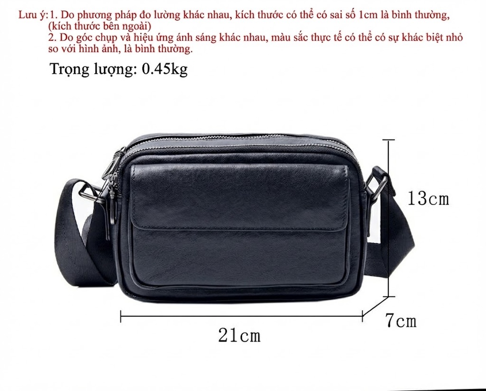 Túi Đeo Chéo Nam Da Bò Dáng Ngang Mini Đựng Ipad Phong Cách Doanh Nhân Màu Đen chi tiết 8