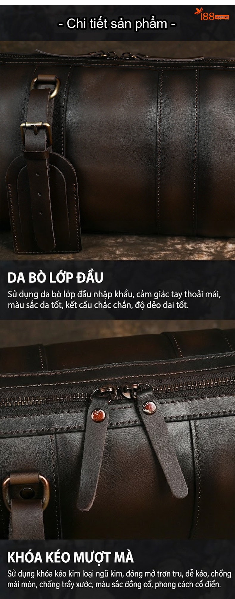 Túi Đeo Chéo Nam Da Bò Dáng Trống Retro Cỡ Lớn Màu Nâu chi tiết 10
