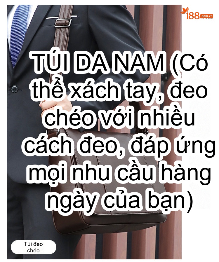 Túi Đeo Chéo Nam Da Bò Dầu Sáp Vintage Công Sở Màu Nâu chi tiết 2