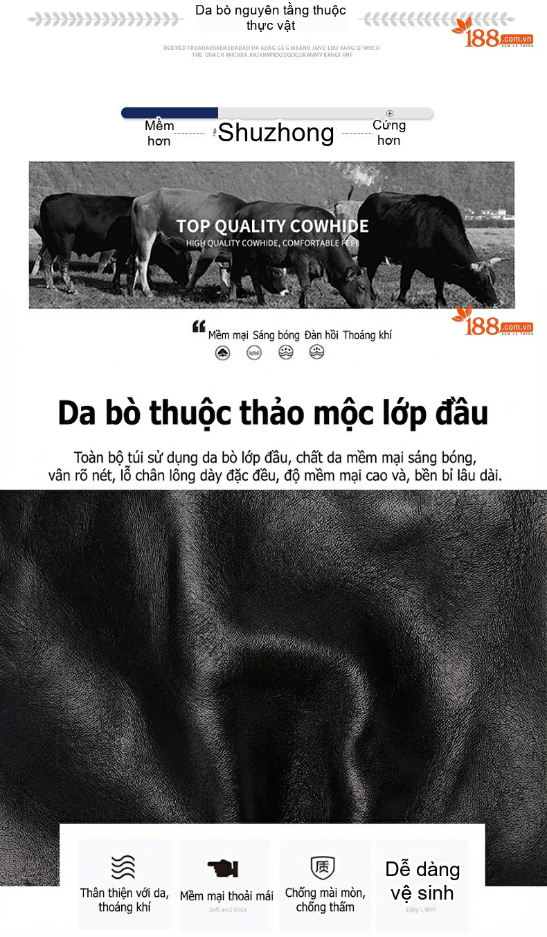 Túi Đeo Chéo Nam Da Bò Đựng Ipad Phong Cách Doanh Nhân Màu Đen chi tiết 7