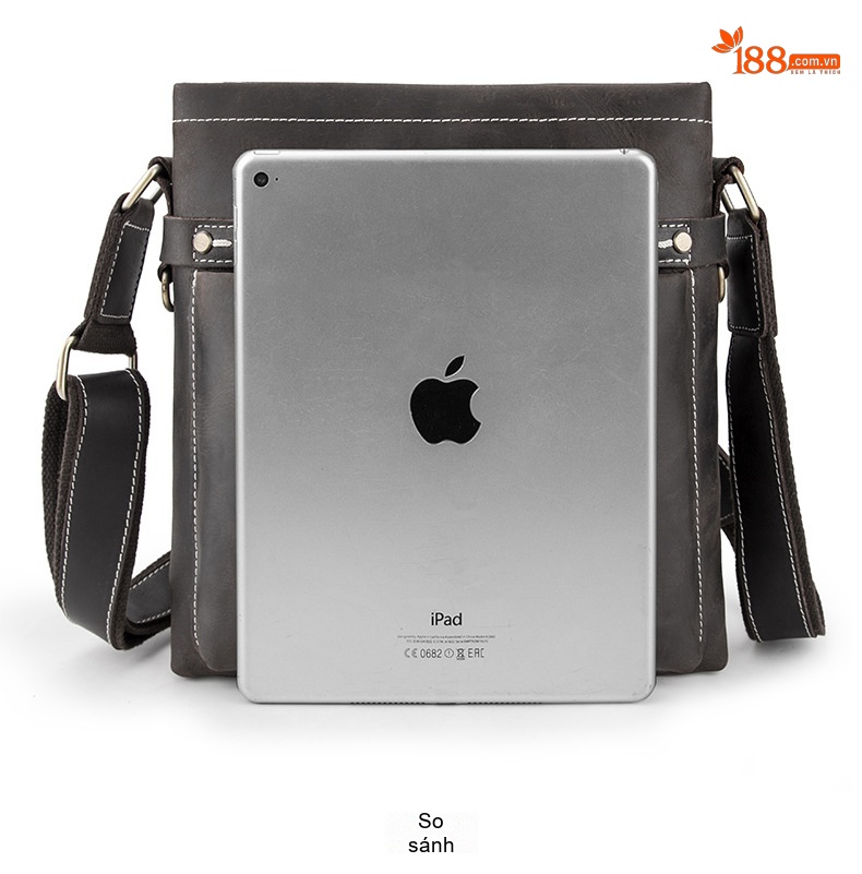 Túi Đeo Chéo Nam Da Bò Đựng Laptop Dáng Đứng Phong Cách Hàn Quốc Màu Nâu chi tiết 16