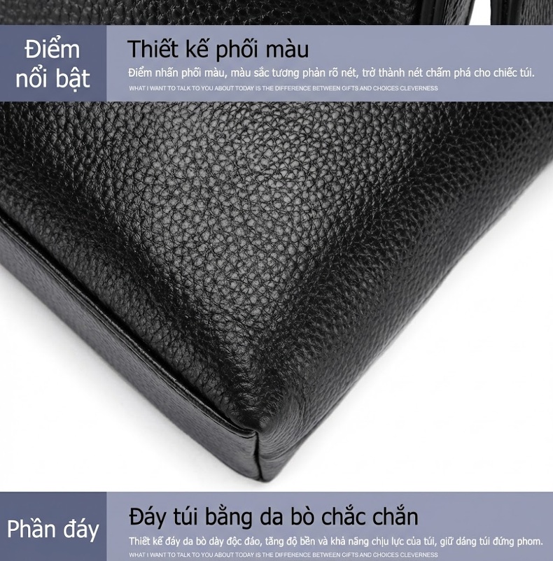 Túi Đeo Chéo Nam Da Bò Đựng Vừa Ipad Phong Cách Doanh Nhân Màu Đen chi tiết 14