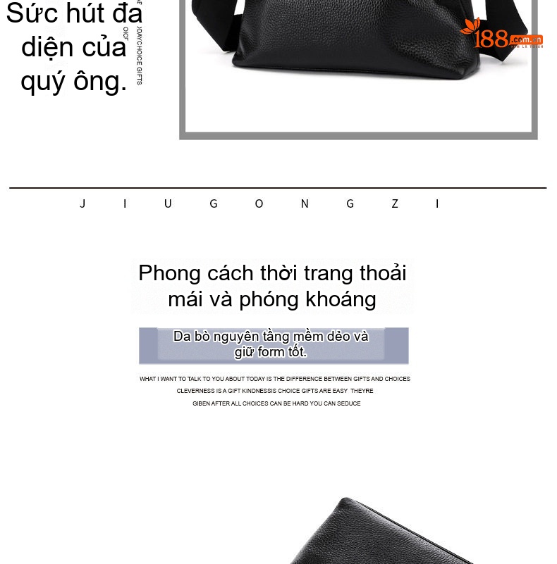 Túi Đeo Chéo Nam Da Bò Đựng Vừa Ipad Phong Cách Doanh Nhân Màu Đen chi tiết 4