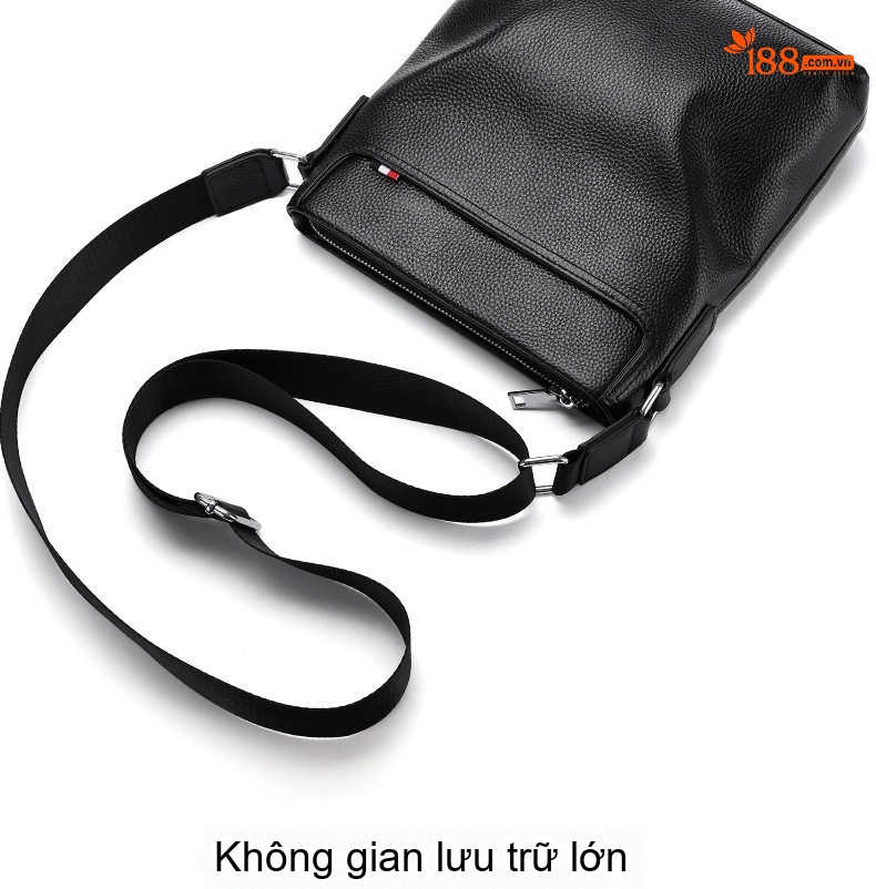 Túi Đeo Chéo Nam Da Bò Đựng Vừa Ipad Phong Cách Doanh Nhân Màu Đen chi tiết 5