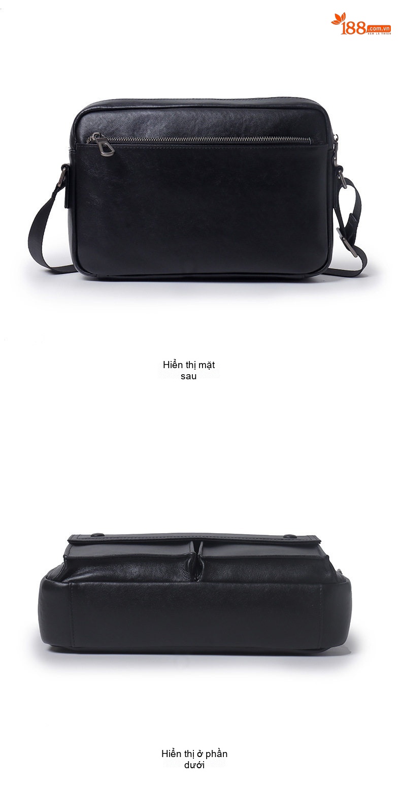 Túi Đeo Chéo Nam Da Bò Kiểu Dáng Messenger Phong Cách Hàn Quốc Màu Đen chi tiết 8