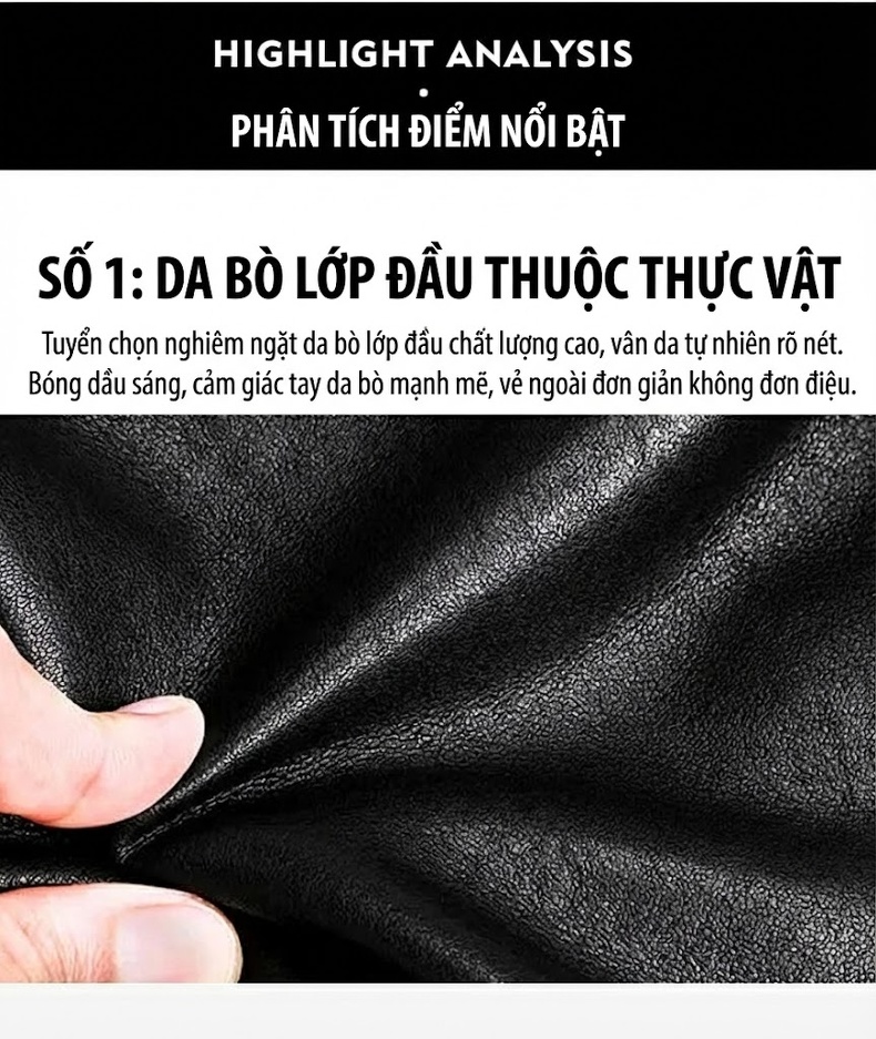 Túi Đeo Chéo Nam Da Bò Lớn Dáng Vuông Công Sở Màu Đen chi tiết 5