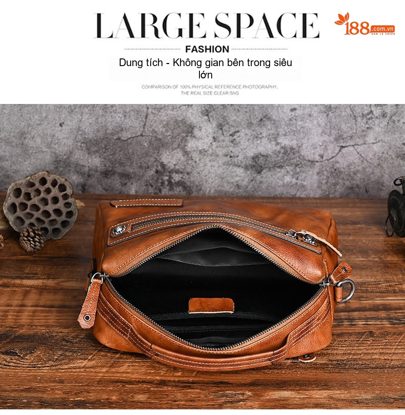 Túi Đeo Chéo Nam Da Bò Lớn Vintage Phong Cách Âu Mỹ chi tiết 15