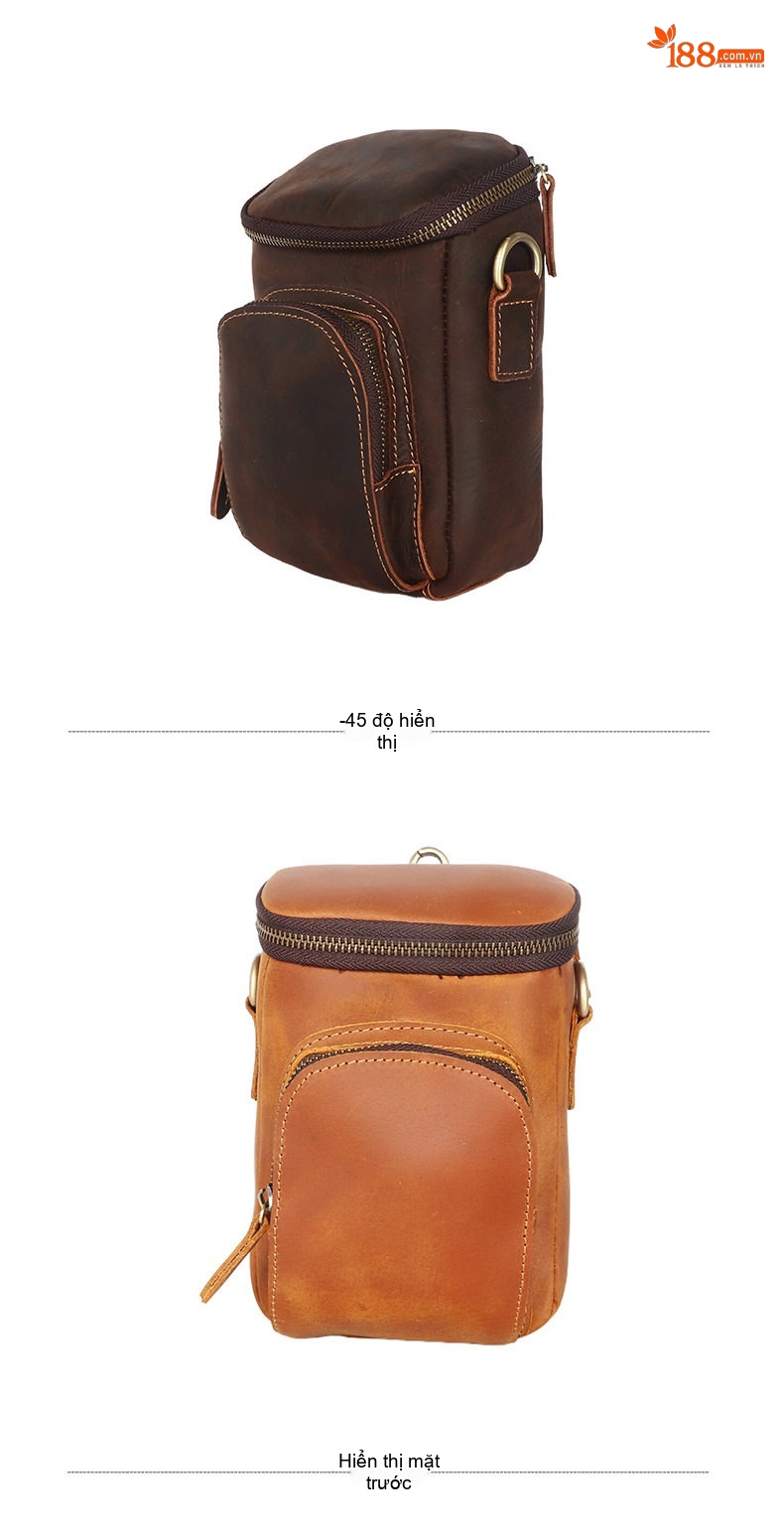 Túi Đeo Chéo Nam Da Bò Lớp Đầu Phong Cách Retro Màu Nâu chi tiết 10