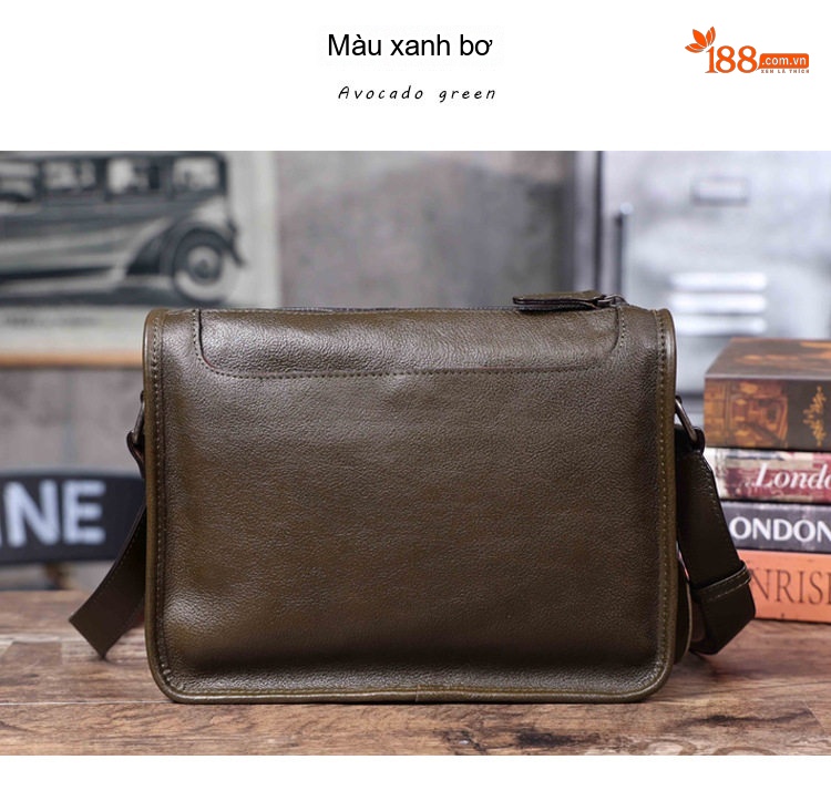 Túi Đeo Chéo Nam Da Bò Lớp Đầu Phong Cách Retro Thủ Công Tối Giản Màu Nâu chi tiết 13