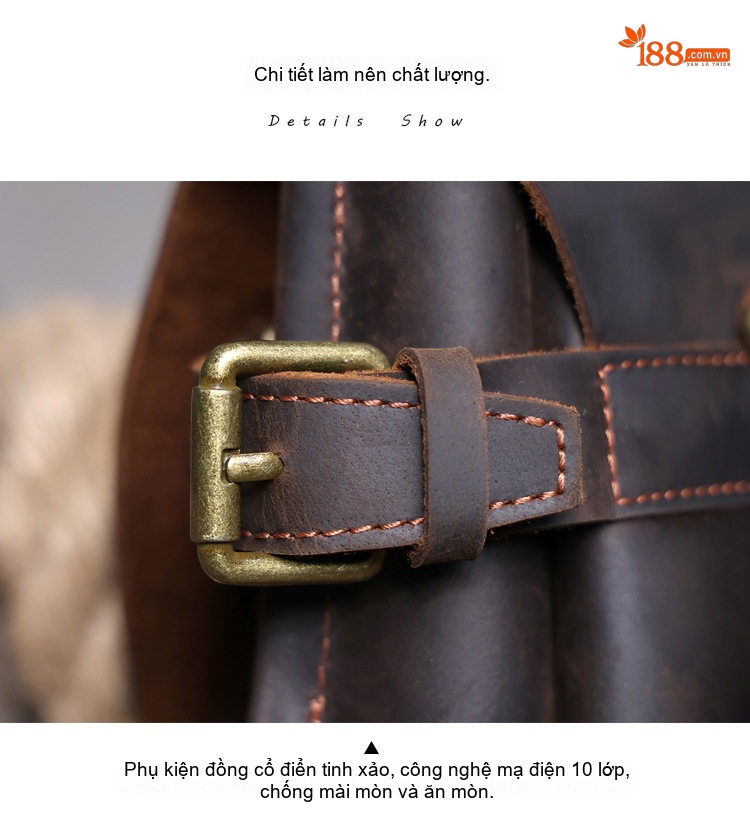 Túi Đeo Chéo Nam Da Bò Mad Horse Cỡ Lớn Đựng Laptop Phong Cách Retro Màu Nâu chi tiết 14