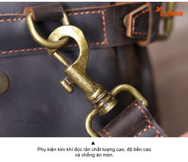 Túi Đeo Chéo Nam Da Bò Mad Horse Cỡ Lớn Đựng Laptop Phong Cách Retro Màu Nâu chi tiết 15