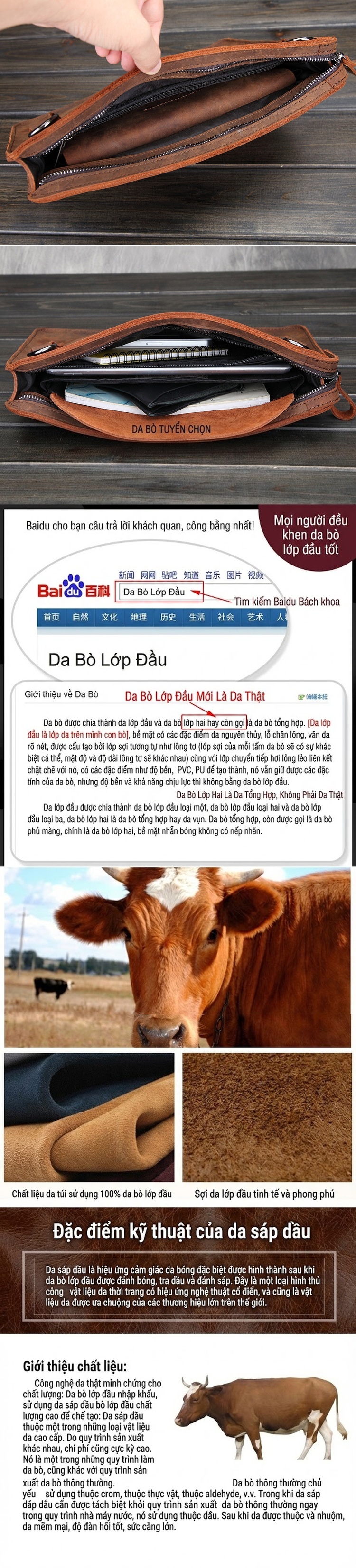 Túi Đeo Chéo Nam Da Bò Mad Horse Đựng iPad, Túi Xách Công Sở Cổ Điển Màu Nâu, Đen chi tiết 8