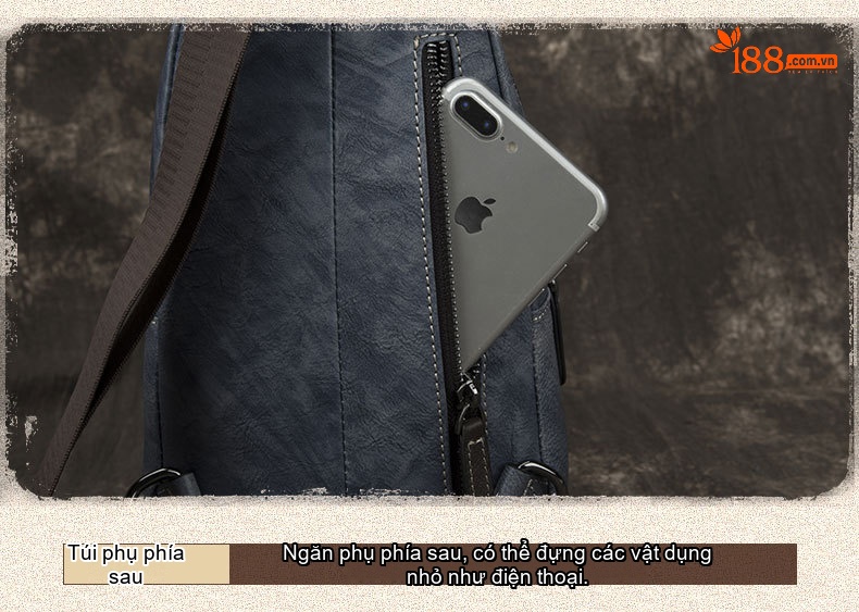 Túi Đeo Chéo Nam Da Bò Mềm Mại Phong Cách Retro Màu Nâu, Xanh Dương chi tiết 15