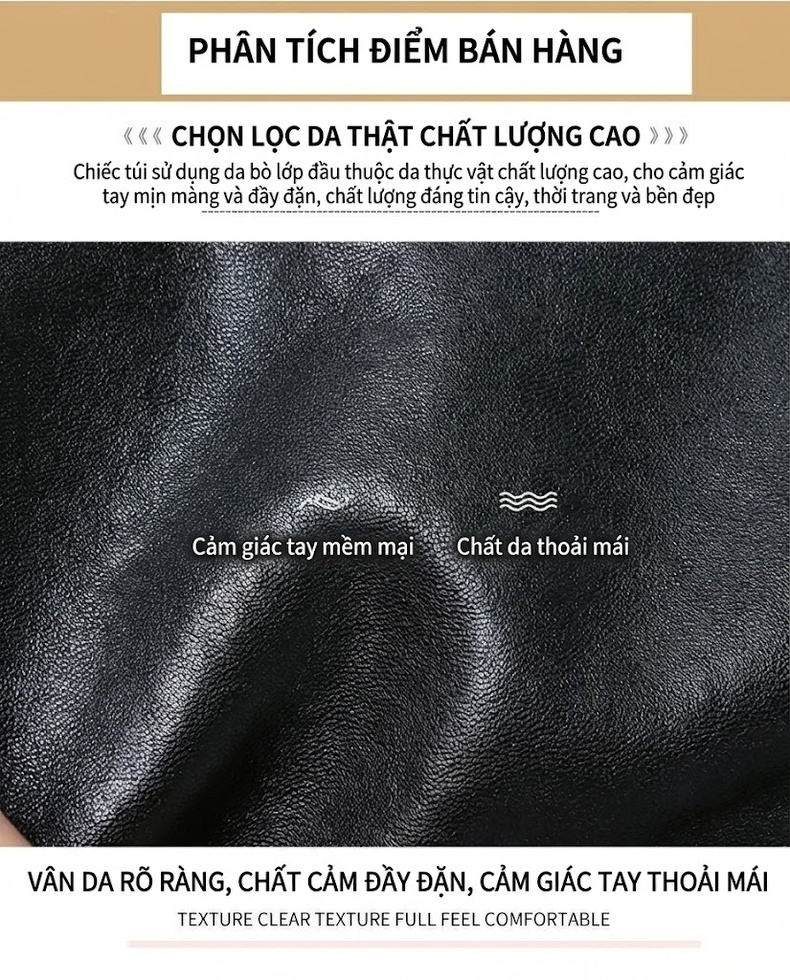 Túi Đeo Chéo Nam Da Bò Mini Đựng Ipad Phong Cách Công Sở Màu Đen chi tiết 3
