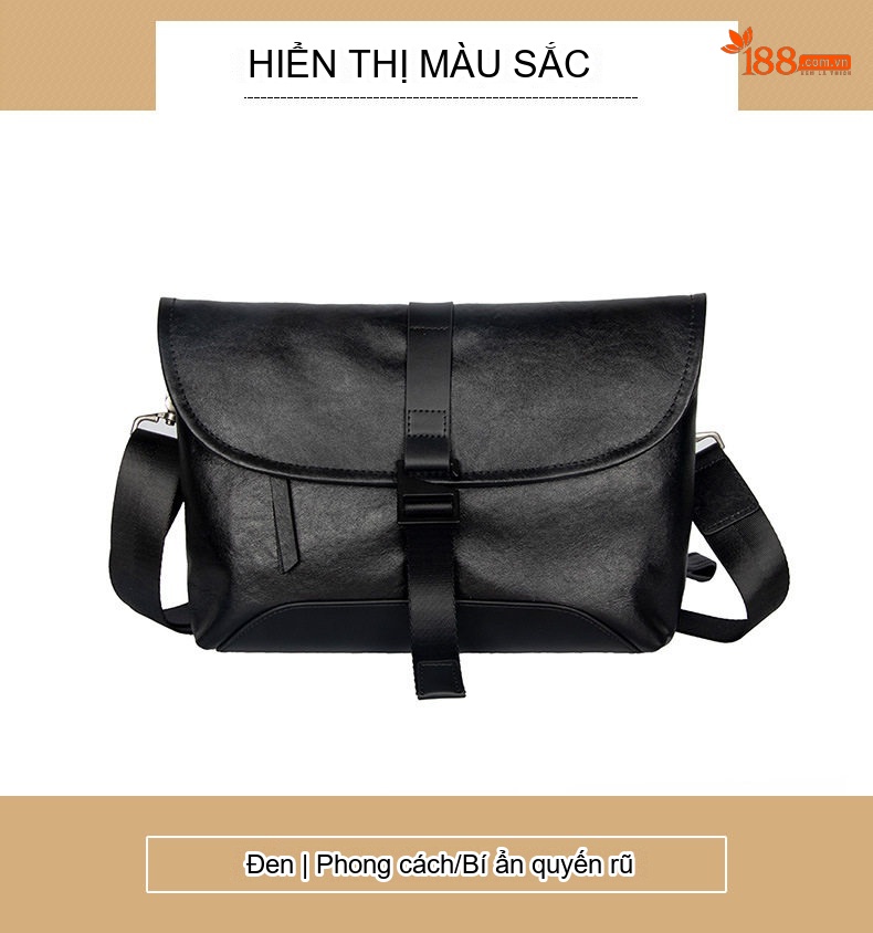 Túi Đeo Chéo Nam Da Bò Mini Đựng Ipad Phong Cách Công Sở Màu Đen chi tiết 10