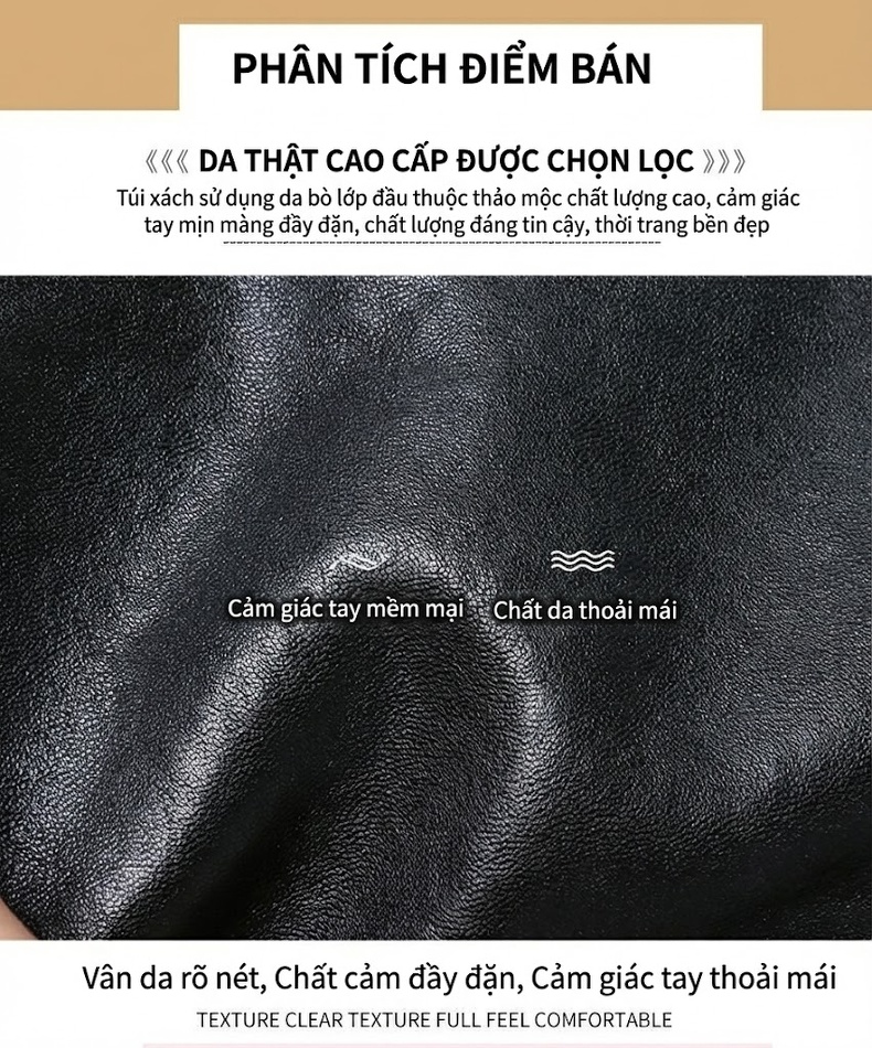 Túi Đeo Chéo Nam Da Bò Một Ngăn Phong Cách Thời Trang Màu Đen chi tiết 4